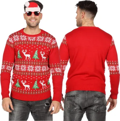 Produktbild von Weihnachtspulli rot Rentier S