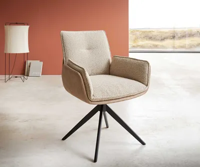 Produktbild von DELIFE Drehstuhl Nela-Flex Materialmix Schlamm Kreuzgestell breit Schwarz 360° drehbar