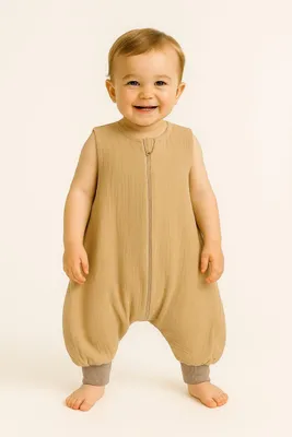 Immagine prodotto di Sacco nanna in mussola con gambe - sacco nanna per bambini - cotone traspirante e morbido per l'estate