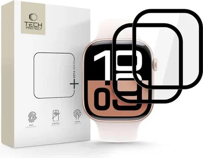 Produktbild von Tech-Protect Hybridglas Flex+ 2er-Pack für Apple Watch 10 42 Mm - Schwarz