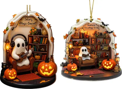 Produktbild von Halloween Geist Kürbis Hängende Dekoration Acryl Geist Lesen Kochen Malerei Ornament für Baum Zimmer Dekor
