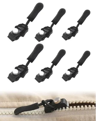 Reißverschluss-Reparaturset, 6 Stück, 3 Größen (S/M/L), schwarz