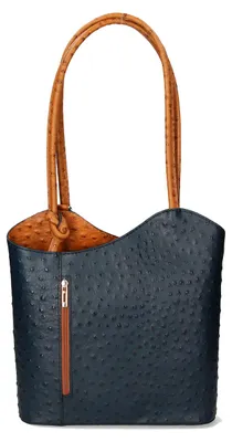 Immagine prodotto di Zaino da donna in pelle di struzzo, con manici convertibili, prodotto in Italia. Regalo
