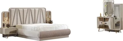 Produktbild von Schlafzimmermöbel Bett Schminktisch Einrichtung Set Nachttisch Stilvolle Möbel