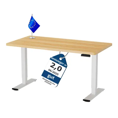 Produktbild von FLEXISPOT Höhenverstellbarer Schreibtisch  EU, 22mm Einteilige Tischplatte 160x80cm, Elektrisch mit 2 starken Motoren, 4 Memory-Funktion(Ahorn)