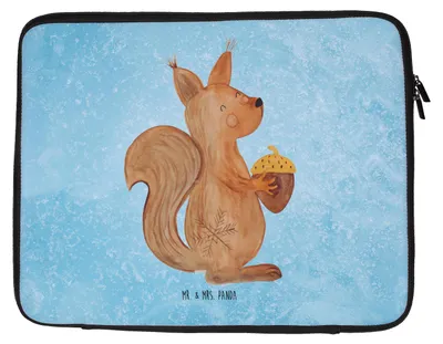 Produktbild von Mr. & Mrs. Panda Laptop Tasche Eichhörnchen Weihnachten 27 x 36 cm - Eisblau - Geschenk, Hülle, Guten Rutsch, Neujahr, Weihnachtsgruß, Laptoptasche, Frohes Neues Jahr