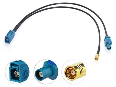 DAB Antennensplitter Fakra Z auf SMB, RG174, 30 cm