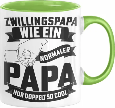 Produktbild von Zwillings-Papa Tasse Geschenk WIe Ein Normaler Papa Nur Doppelt So Cool Vatertag Geschenkidee Zwillinge (Grün)