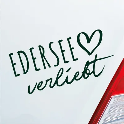Produktbild von Auto Aufkleber Edersee verliebt Herz See Sea Liebe Car 19x9 cm Dunkelgrün Sticker Heckscheibenaufkleber