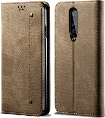 Produktbild von OnePlus 8 Hülle, LaimTop Denim Leder Brieftasche Magnetverschluss Flip Bookstyle Schutzhülle mit Standfunktion für OnePlus 8 OnePlus 8 Khaki