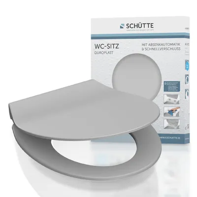 Obrázek produktu pro Toaletní sedátko Duroplast Slim, šedá barva, s mechanismem pro pomalé a tiché spouštění