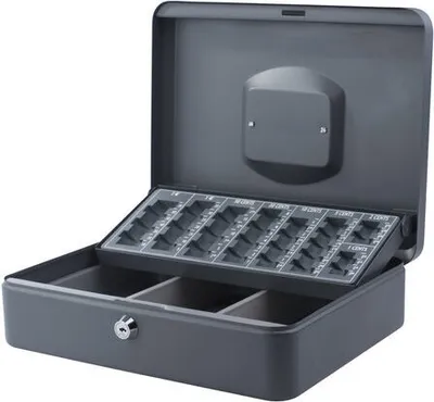 Produktbild von 1x Geldkassette aus robustem Stahl  inkl. Euro Münzbrett und Geldscheineinsatz