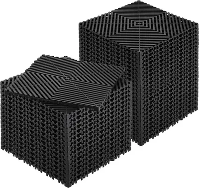 Zdjęcie produktu dla 40x Mata drenażowa do garażu - blokujące płytki podłogowe 31x31cm czarne - idealne do ulepszenia podłogi w garażu