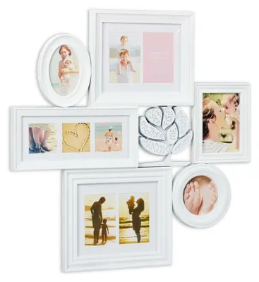 Image de Cadre photo Relaxdays, collage de 6 cadres, cadre galerie pour 10 photos, collage photo de famille, H x L : 70,5 x 70,5 cm, blanc, Image générée par une IA