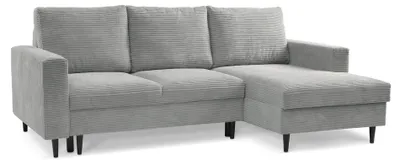 Produktbild von Selsey Nalika - Ecksofa mit Schlaffunktion, Kordsamt-Bezug, hellgrau, rechtsseitig