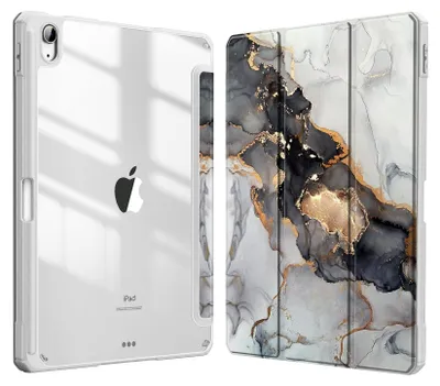 Produktbild von Fintie Hybrid Hülle für iPad Air 11 Zoll M4/M3/M2 (2026/2025/2024), iPad Air 5./4. Gen (2022/2020) 10,9 Zoll, mit Stifthalter, stoßfeste Schutzhülle mit transparenter Hartschale, Trüber Marmor