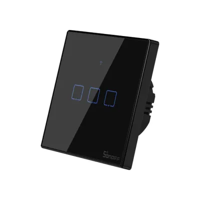 Produktbild von SONOFF T3EU3C WiFi Smart Wandschalter - 3 Taster - schwarz