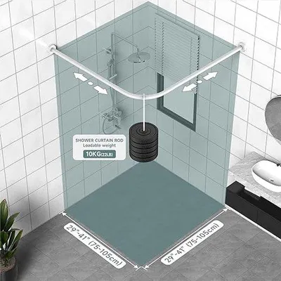 Produktbild von Famanu Duschvorhangstange L-förmig 75-105 x 75-105 cm - Edelstahl