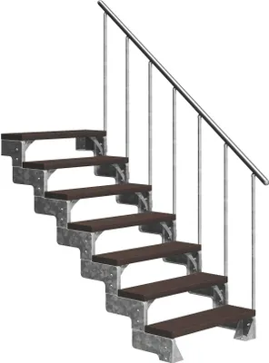 Produktbild von Dolle Außentreppe Gardentop 126-154cm Geschosshöhe mit Trimax dunkelbraun 80cm breit mit Geländer