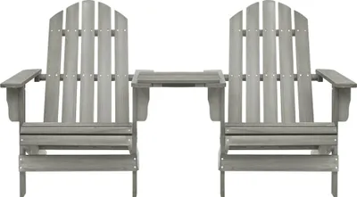 Produktbild von vidaXL Adirondack-Gartenstühle mit Tisch Massivholz Tanne Grau