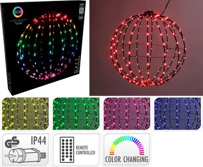 Image de Boule Led Pliable Rgb 168 Led Rgb, Pliable, ø40cm - Basic & Co