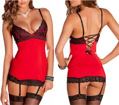 Immagine prodotto di Corpo sensuale - set grazioso - biancheria intima in pizzo - camicia da notte e perizoma - per donne
