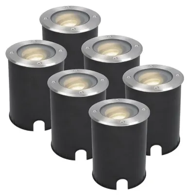 Image de HOFTRONIC - Spot LED au sol encastrable 4W 345lm 4000K IP67 Dimmable inox 6 pièces