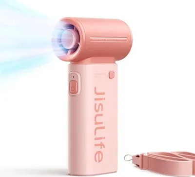 Produktbild von Jisulife Mini Handheld -Lüfter [22 Stunden Maximum], 5000 mAh Batterie wiederaufladbare 5 Geschwindigkeiten Männer Frauen reisen Camping im Freien Ros