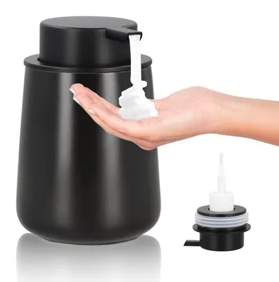 Obrázek produktu pro Keramický dávkovač mýdla, černý, 400 ml, vhodný do koupelny i kuchyně, s možností doplňování