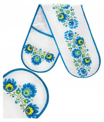 Image de DOMAREX Double Gant de Cuisine Folk Łowicki Bleu