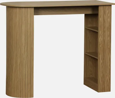Produktbild von sweeek - Bar-Tisch, hoher Küchentisch aus Holzdekor mit Stauraum - Natur