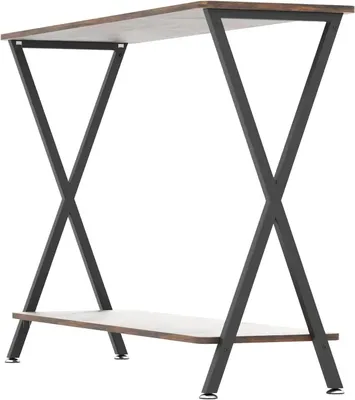 Immagine prodotto di Tavolino da divano – Tavolino consolle stretto – 80 cm – 2 ripiani – Stile industriale vintage, ideale per ingresso e soggiorno – Marrone