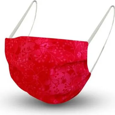 Produktbild von Design Maske aus Baumwolle mit em Innenvlies - Rot Floral Druck - 15574 + Gratiszugabe