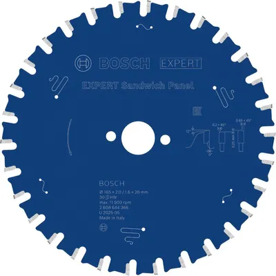Productafbeelding van EXPERT Zaagblad voor sandwichpanelen, 165x2/1,6x20 mm, kwaliteit Z30