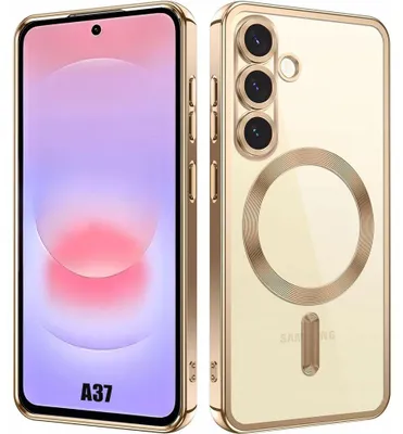 Image de Coque pour Samsung Galaxy A37 5G, Protection Antichoc avec Cercle Magnétique Chromé Doré