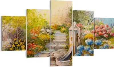 Produktbild von Bild auf Leinwand - Leinwandbild - Garten Blumen Sommer - 125x70cm - Wand Bild - Wanddeko - Leinwanddruck - Bilder - Kunstdruck - Wanddekoration - Leinwand bilder - Wandkunst - EA125x70-3694