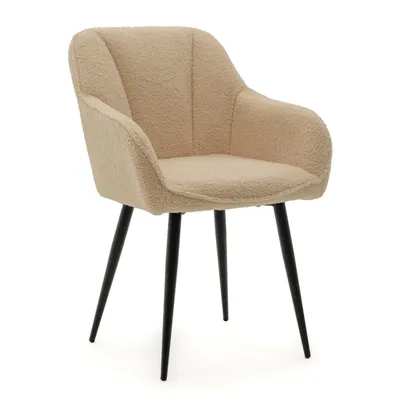 Obrázek produktu pro NEW HOME Okouzlující židle LAGO čalouněná jídelní židle do obývacího pokoje s prošíváním - tmavě béžová - moderní buklé teddy nábytek