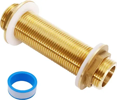 Produktbild von Messing Tankdurchführung G3/4 Zoll, 10cm Länge, Goldton, für Wassertanks und Regentonnen