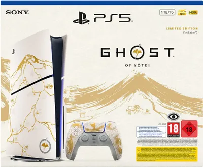 Zdjęcie produktu dla PS5 Konsola 1TB Ghost Of Yotei Gold Limited Edition White Slim ITA Sony Computer Ent.
