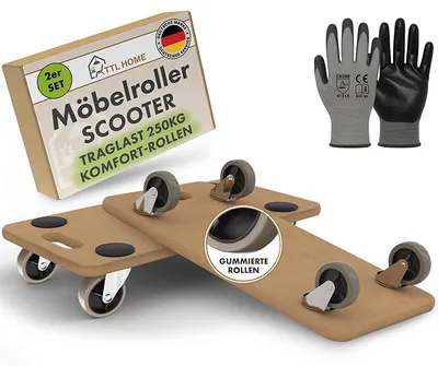 Produktbild von TTL HOME Möbelroller SCOOTER 2er Set 58x30x11cm 250kg Rollbrett Transportroller Gummirollen stabil