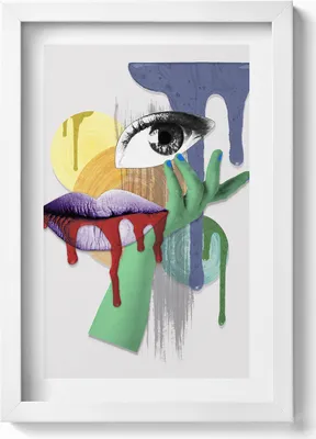Produktbild von Surreale Collage– Wandbild mit Rahmen – Gerahmtes Bild  – Wanddekoration – 20x30 cm – Weiß