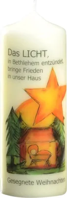 Produktbild von Weihnachtskerze "Das Licht von Bethlehem" Elfenbein ,140 x Ø 50 mm