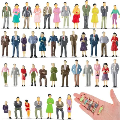 Miniaturset 20 Stück, bunte Figuren, Maßstab 1:50, Kunststoff