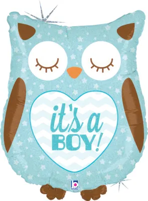 Produktbild von Shape Folienballon Eule "It`s a Boy!" Holografisch | 66 cm