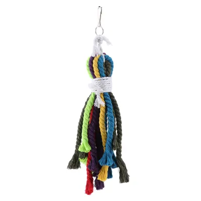 Image de Jouet triangulaire en corde de coton, coloré, pour cage à perroquet, jouet à mâcher pour oiseaux de petite à moyenne taille