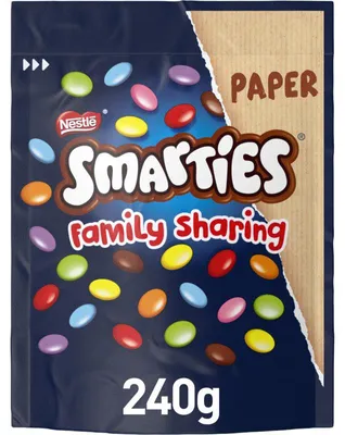Produktbild von Smarties Milchschokolade Beutel 240g – Bunte Schokolinsen, wiederverschließbar
