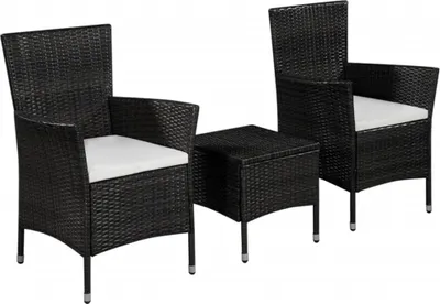 Produktbild von 3-tlg. Bistro-Set Poly Rattan Schwarz