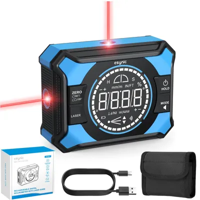 3-in-1 Digitaler Winkelmesser mit Kreuzlaser, USB-C, ±0,1°