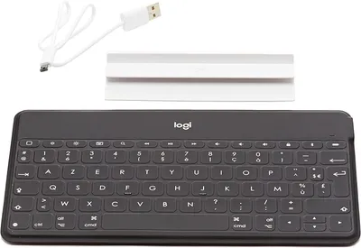 Produktbild von Logitech 920-006705, AZERTY, Französisch, Keys-To-Go mit iOS-Sondertasten Funktioniert mit allen iOS-Geräten einschließlich iPad, iPhone..., Schwarz, Weiß, Bluetooth-Verbindung, Kabellos