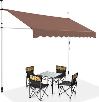Produktbild von Klemmmarkise 300 cm breit, Balkonmarkise ohne Bohren, UV-beständig, höhenverstellbar, wasserabweisend, Markise mit Handkurbel, Sonnenmarkise, Sonnenschutz für Balkon, Braun